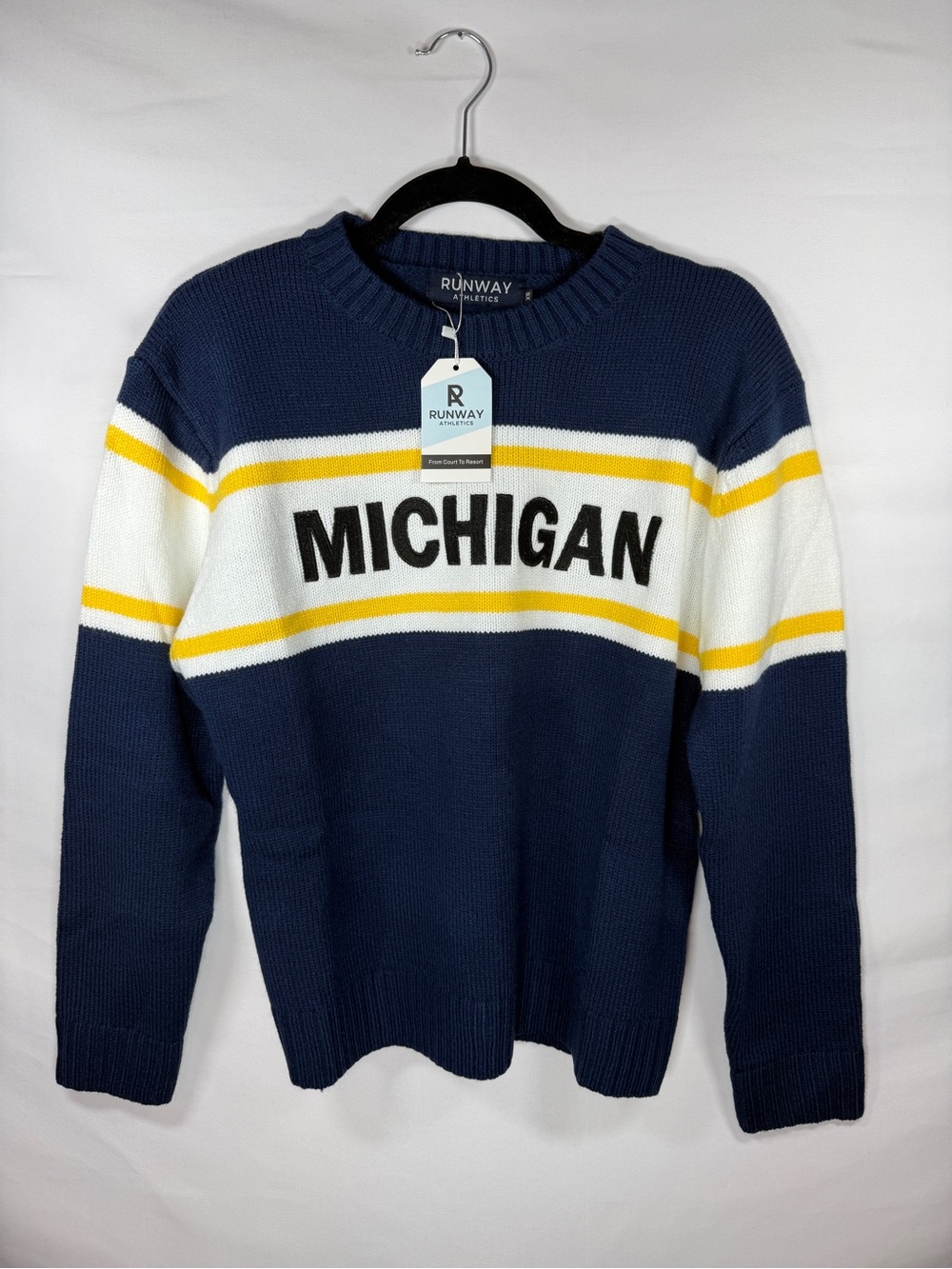 Michigan Wolverines Sweater Blue/White/Yellow by Runway Athletics Sz XS Women